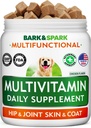 BARK &SPARK כלבים ויטמינים ותוספים - Multivitamin Chewable Treats for Dogs - Glucosamine Chondroitin משותף תמיכה + אומגה עבור Skin & Coat + Probiotics - Multi ויטמין עבור חיות בריאות - 120Cttt