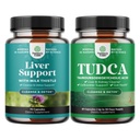 Bundle של Liver ניקוי של Detox & תיקון פורמולה ו- Advanced TUDCA Liver תמיכה תוסף - עם חלב Thistle Dandelion Root Turmeric and Artichoke Extract - תוספת כוח TUDCA 500 מ"ג מלחים Bile