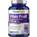 NusaPure Vitex Chasteberry פירות 20:1 לחלץ, 450 מ"ג שווה ערך ל 9,000 מ"ג 200 קפסולות טבעוניות - non-GMO, תוסף תזונה טבעוני