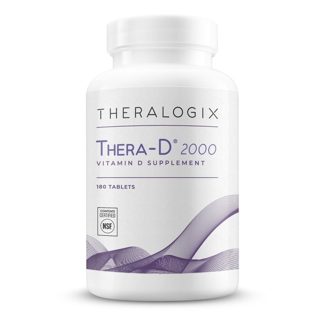Theralogix Thera-D 2000 ויטמין D - 2,000 IU (50 mcg) ויטמין D3 Tablet - 180-Day Supply - Immune Support Supplement for Women & Men - Aids Bone & Heart Health - NSF Certified -180 טבליות
