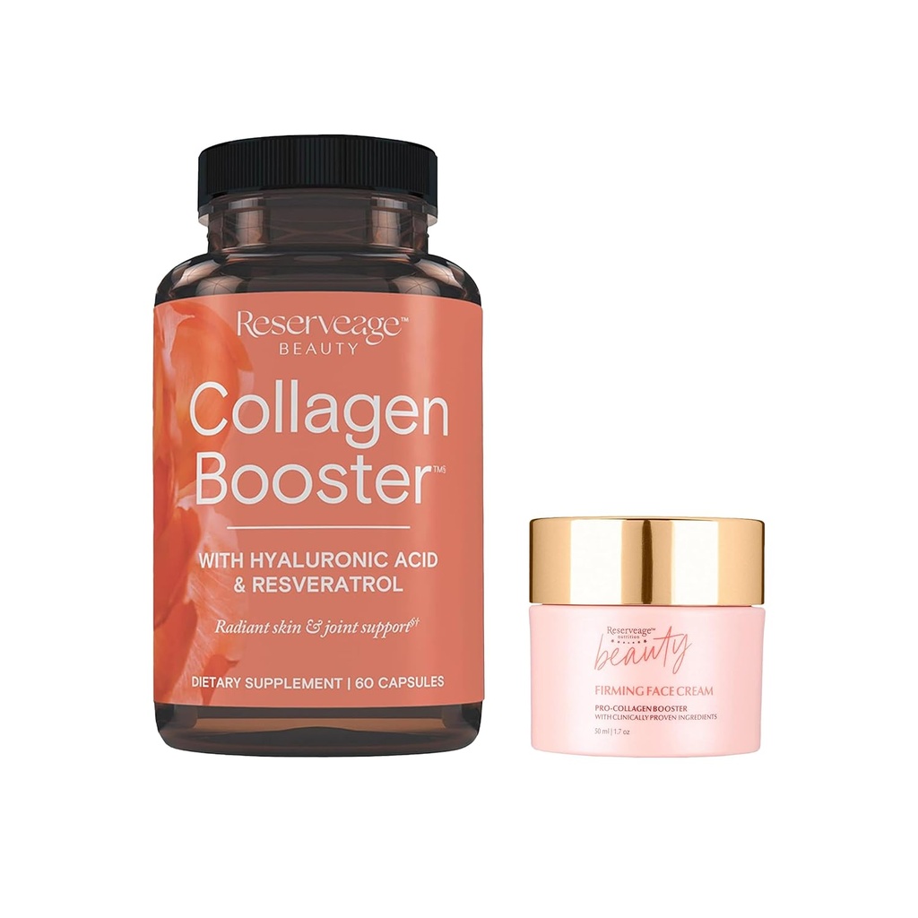 מילואים יופי, Collagen Booster, תוסף Collagen עבור Skin Care ו- Joint Health 60Caps & Firming Face Cream, 1.7 oz