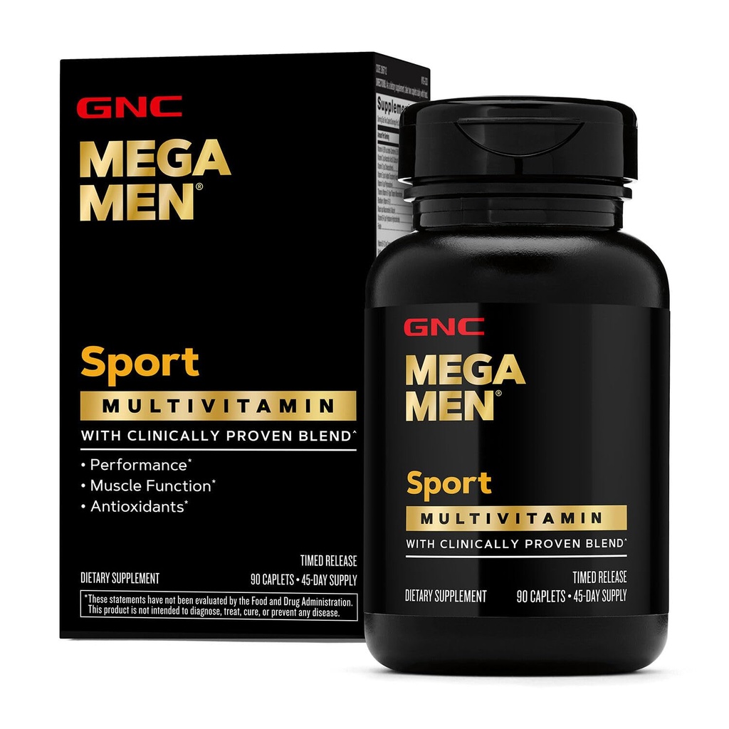 Mega Men Sport Multivitamin Caplets, ספורטאי ביצועים, תפקוד שרירים, פרובאנס קליני להרגיש טוב יותר, אנטי-חמצןנטים, B ויטמינים, ייצור אנרגיה, שחרור זמן, 90 ct, 45svgs