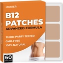 B12 Patches (Pack of 60) - 100% Natural Patch לנשים וגברים - חברות, אנרגיה, פוקוס וגוף תמיכה - שיפור פורמולה