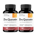 Zinc Quercetin 120 קפסולות צמחוניות (Pack of 2) | גבוה Absorption Zink תוספי עבור Immunity ו- Seasonal Allergy | תמיכה בחיסון נגד נשים וגברים | Easy to Swallow