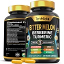 Bitter Melon כמוסות - 10in1 פורמולה - בשילוב עם Berberine, Ceylon Cinnamon, Turmeric, Moringa, Neem, ג'ינג'ר, Gotu Kola, Artichoke ו Black Pepper - 120 קפסולות ל-4 חודשים אספקת אספקה