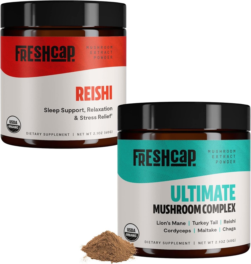 FreshCap Mushrooms Stress Bundle (Reishiאבקת Mushroom Complex Station)