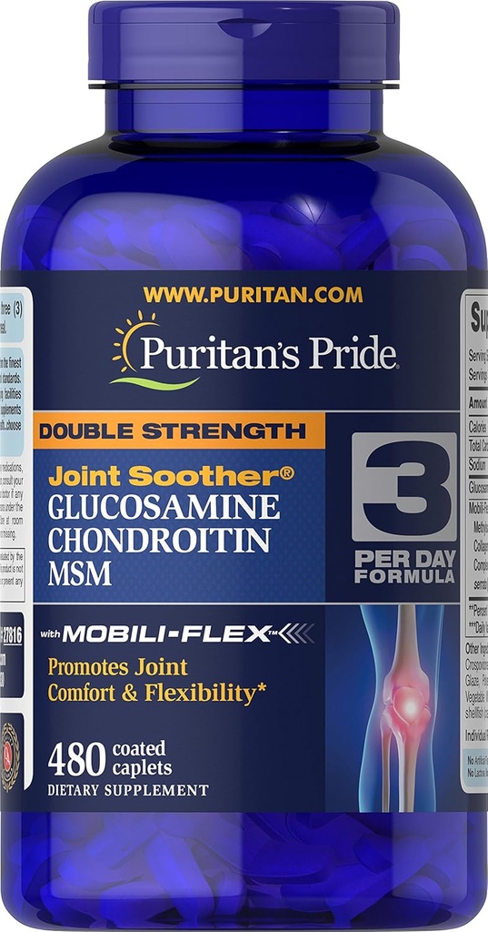 גלוקומין הגאווה של Puritan, Chondroitin & MSM כמוסות, 3 Per Day Formula