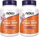 עכשיו תוספי מזון, Grape Seed Extractd Extract, כוח מקסימלי 500 מ"ג (פלט גדול עם מינימום של 90% פוליפנולים), 90 ואג כמוסות, אדום / Brown, 0.25 פאונד (pack של 2)