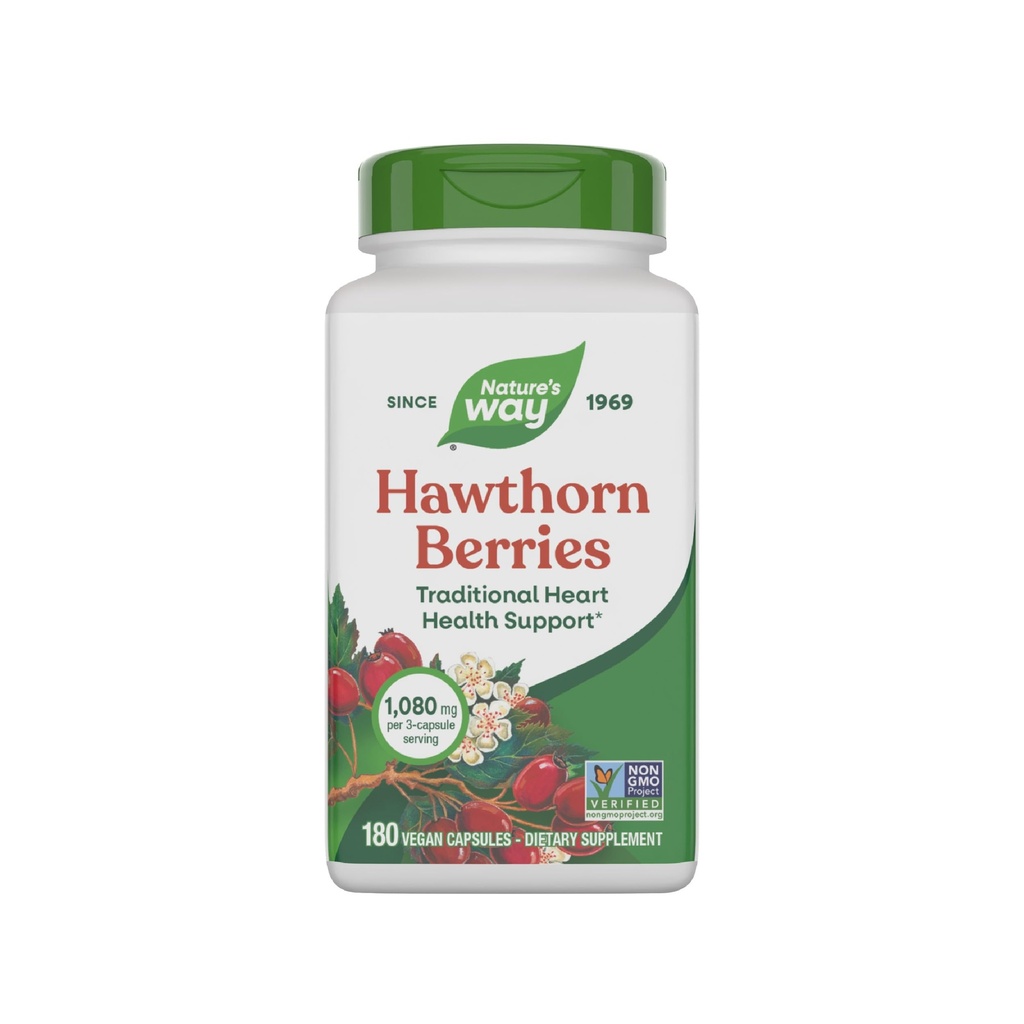 Nature's Way Holhorn Berries - תמיכה מסורתית לבריאות הלב * - פרויקט Non-GMO מאומת - תוסף צמחי - גלוטן חינם - 180 קפסולות טבעוניות