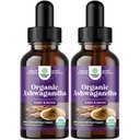 Natures Craft USDA אורגני Ashwagandha נוזל טיפות - נוזל אשווגנדה שורש לחלץ מתח ותמיכה Mood - Tasty Fitogenic non GMO טבעוני סוכר וסוכר חינם (2 Pack)