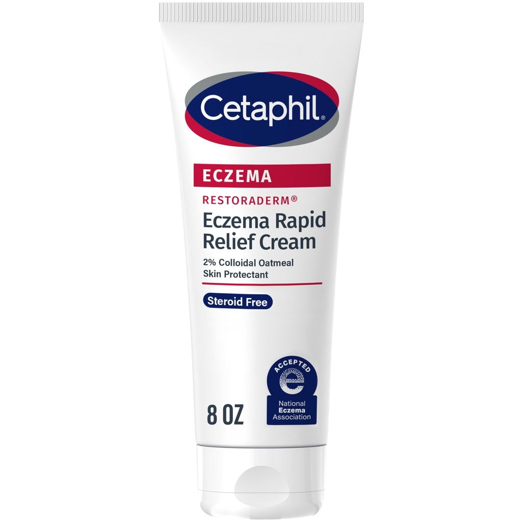 CETAPHIL ECZEMA RESTORADERM FLARE-UP RELIEF CREAM, For Eczema Prone Skin, 8 oz, תיקון גדר, 48 שעות הידרציה, 2% Skin Protectant Colloidal Oatmeal, Steroid Free Free Steroid