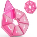 מארגנת גלולות שבועיות, 2 Pack Portable Pill Box Medicine מקרה 6 צבעים (Seven Day) מהדורה חדשה עבור ויטמין / שמן שמן שמן / פילס / Supplements-Arthritis Friendly (Red)