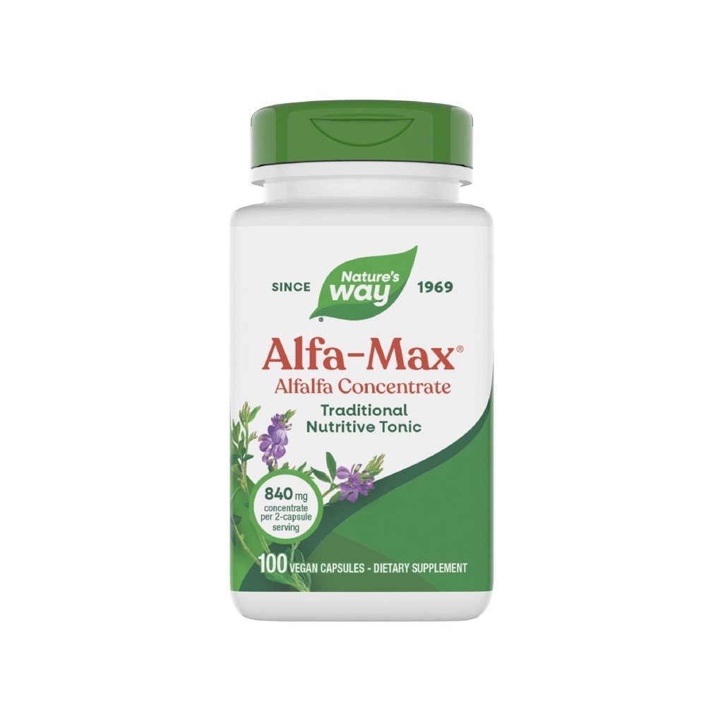 Nature's Way אלפא-MAX - אלפאאלףה תוסף - אלפאפילה Leaf, Stem & Flower - Gluten Free & Vegan - 100 קפסולות