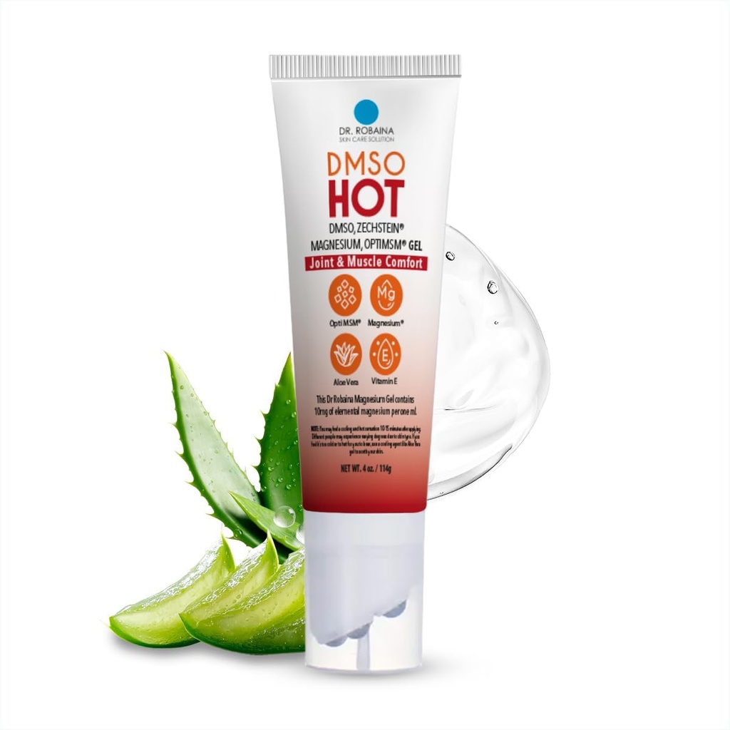 ד"ר Robaina DMSO HOT Roll-On - 99.9% Pure פרמצבטית טהורה | Multi-Ball Applicator for Targeted Heat | Zechstein Magnesium, MSM, Arnica, Aloe Vera, ויטמין E - 4 oz | Made in USA