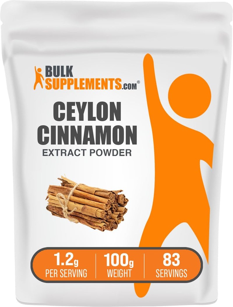 BulkSupplements.com Cinnamon Bark לחלץ אבקה - Ceylon Cinnamon תוסף, Herbal Supplement - טבעוני וגלוטן חינם, 1.2g לכל משרת, 100g (3.5 oz) (Pack of 1)