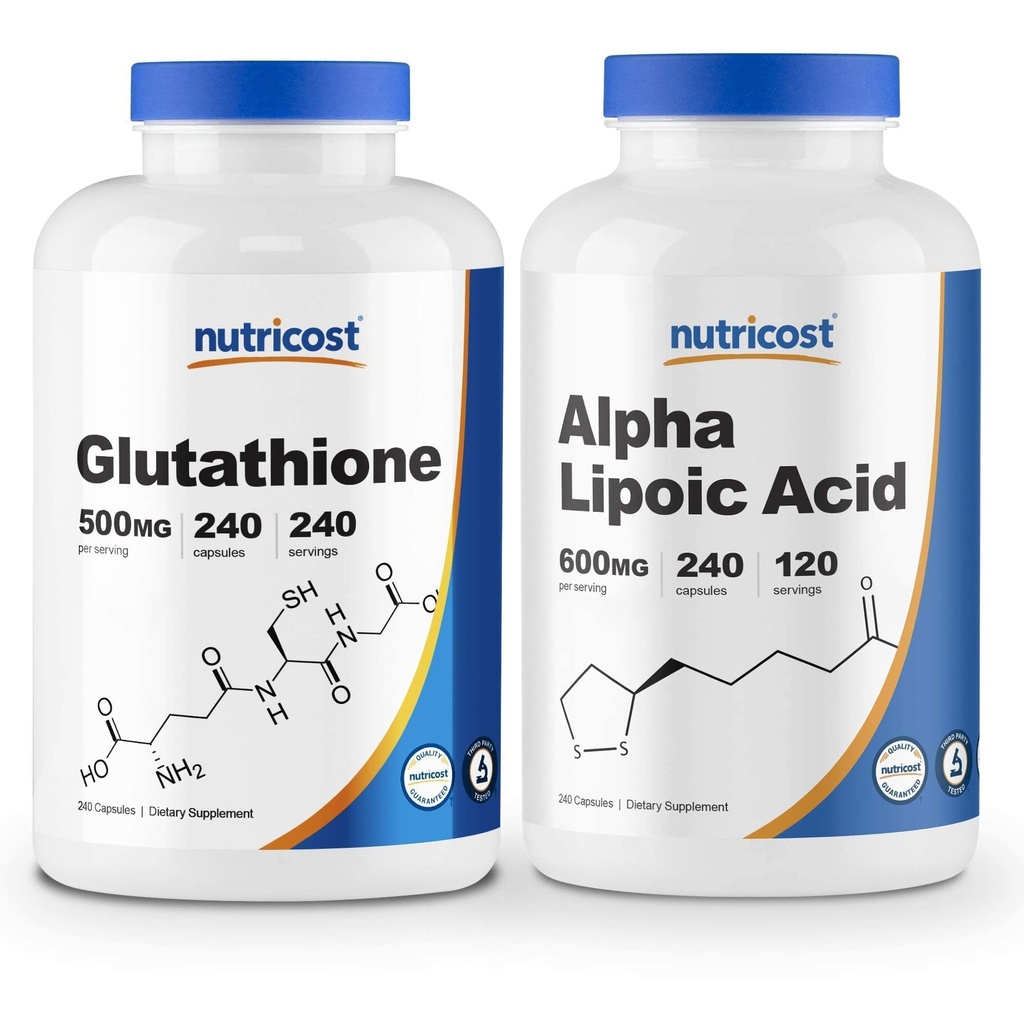 מזון זול אלפא Lipoic Acid 600mg, 240 Caps Glutathione 500 מ"ג, 240 Caps