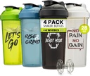 GOMOYO [4 Pack] 28oz Shaker בקבוק עם ציטוטים מוטיבציה |Shaker Cup with 4x Wire Mixer | Shaker for Proteines Pack הוא BPA חינם, Leak Proof ו-Dishwasher Safe Safe Safe Safeer