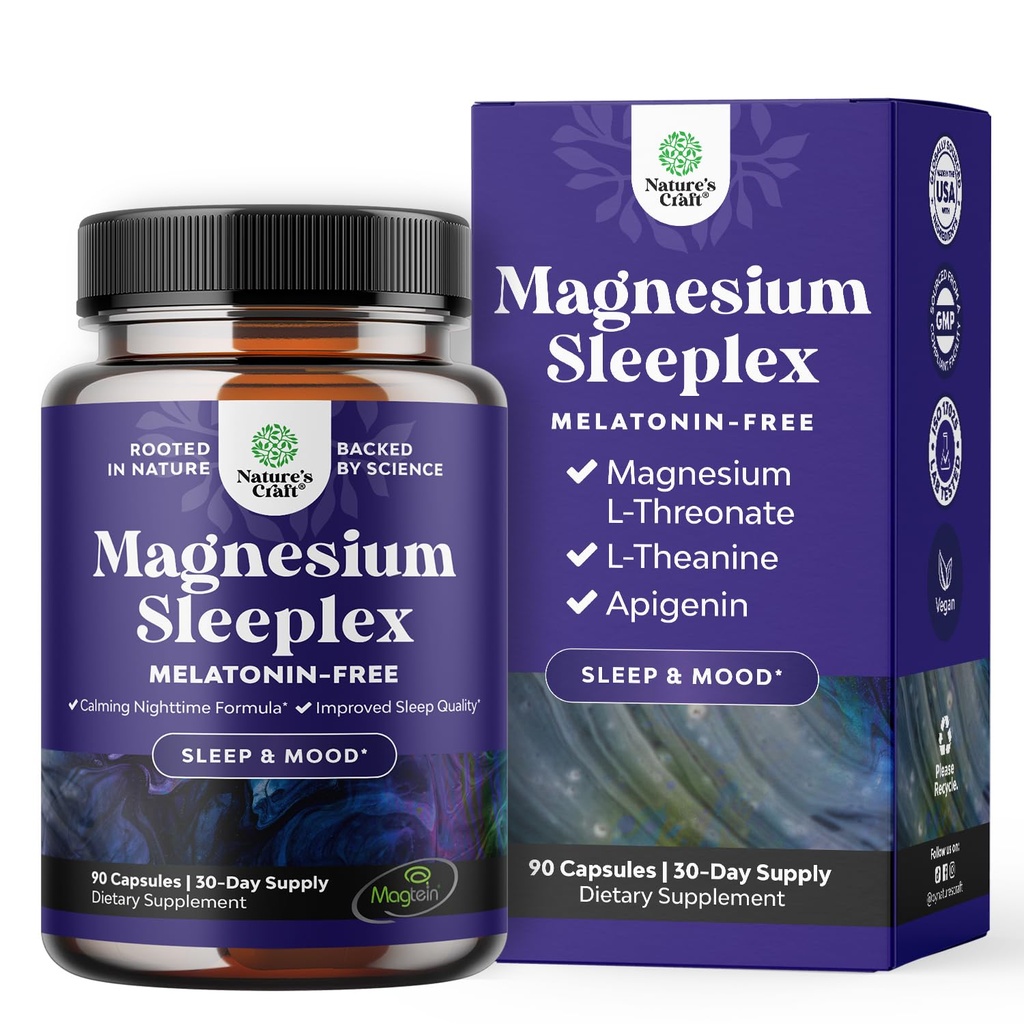 תוספת גבוהה Absorption Magnesium Sleep - Rest Support Magtein Magnesium L-Threonate ו- Apigenin Theanine for Sleep and Rest for Women & Men - Mg L-Threonate Melatonin Free Sleep Aid - 90 Ctttigenin Theanine for Sleep and Rest for Women & Men - Mg L-Threonate Melatonin Free Sleep Aid - 90