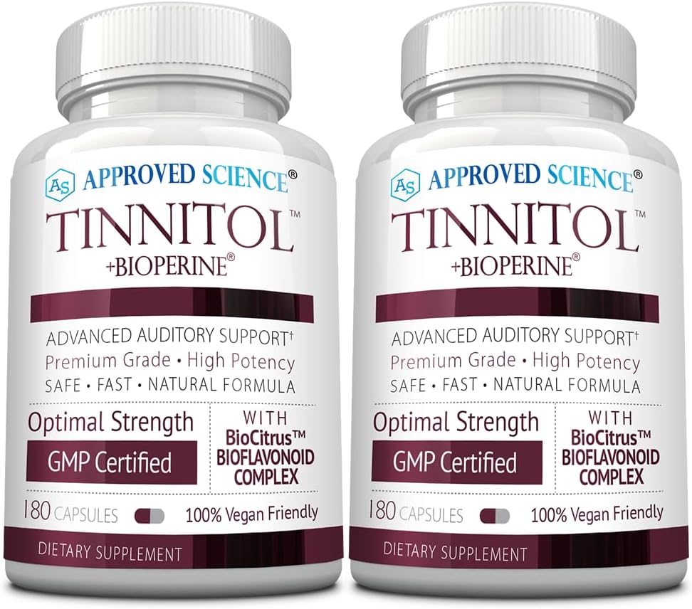 מוסמך מדע Tinnitol - Tinnitus תמיכה תוסף - Ease Ringing in the Ears - Boost Inner אוזניים בריאות - 2 בקבוקים - 6 חודשים אספקה - מיוצר בארה"ב
