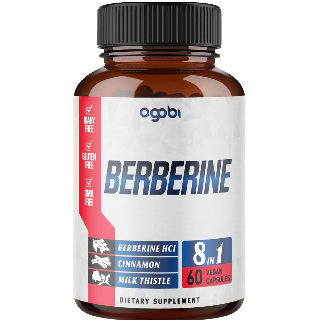 תוספת ברברין עם Ceylon, Milk Thistle, Turmeric, Elderberry & More - תמיכה Immune, Cardiovascular & Gastro מעיים - 60 Counts עבור 2 חודשים