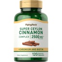 Piping Rock Ceylon Cinnamon קפסולות | 120 גלולות | תוסף מורכב עם Chromium ו- Biotin | Vegetarian, non-GMO, Gluten Freeten