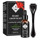 AirFIN Beard Growth Kit, שדרג את שמן הצמיחה הדובדבן (2Oz) w/Maximum Thicking Biotin & Castor Oil for Spot / Patchy Beard, Achieve Fuller, Thicker & Healthier Beards, Gifts for Him Friend Husband Father Dad