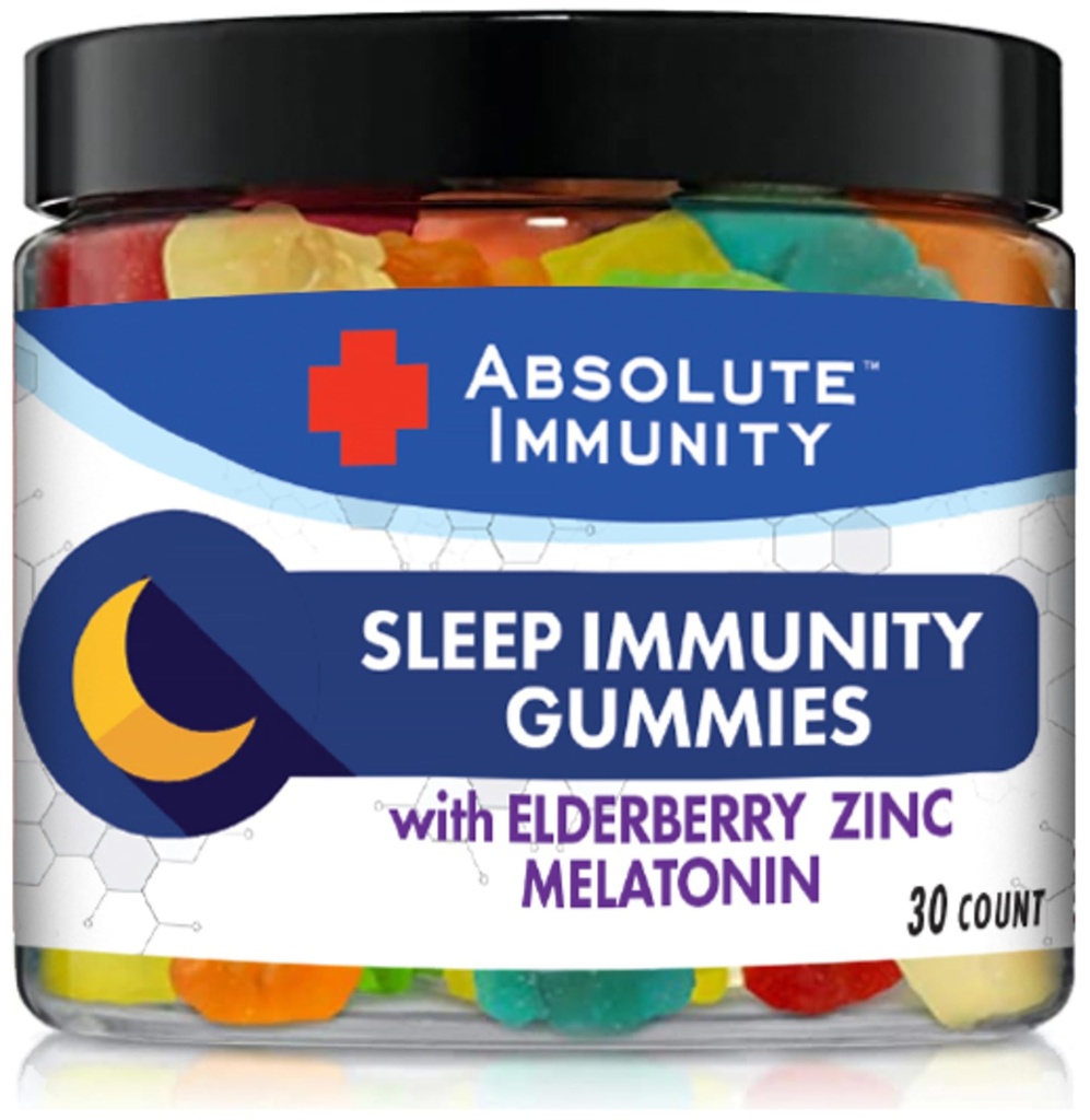 Immunity- Zinc and Elderberry Sleep Gummies with Melatonin, 100% תרופות חינם Sleep Aid, תמיכה במערכת החיסון, מבוגרים וילדים 30ct