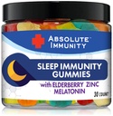 Immunity- Zinc and Elderberry Sleep Gummies with Melatonin, 100% תרופות חינם Sleep Aid, תמיכה במערכת החיסון, מבוגרים וילדים 30ct