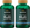 Swanson Real Food Multivitamin Multimineral Men's Health Prostate Stress Response Bladder תוספת טבעונית ללא GMO 90 Veggie קפסולות Veg Caps (2 Pack)