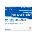 MAJOR המקורי כוח לבבורן הקלה - טבליות Famotidine, 10 מ"ג - Acid מופחתr - 30 טבליות (1-Pack)