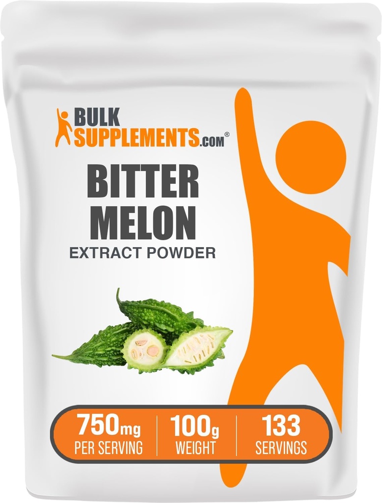 BulkSupplements.com Bitter Melon לחלץ אבקה - Bitter Melon תוסף, Bitter Gourd Extract - Herbal Supplement, Gluten Free, 750 מ"ג לשרת, 100g (3.5 oz) (Pack of 1)