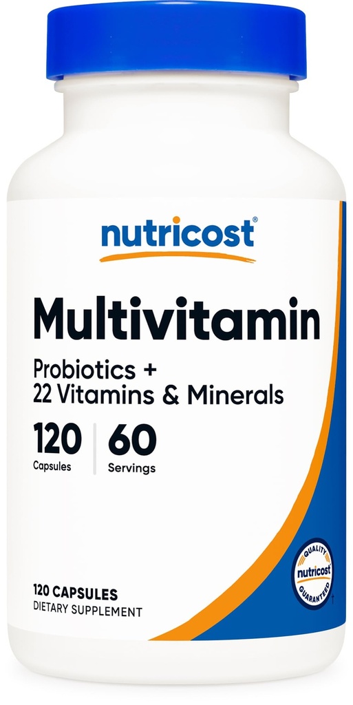 Nutricost Multivitamin עם Probiotics 120 קפסולות צמחוניות - ארוז עם ויטמינים ומינרלים