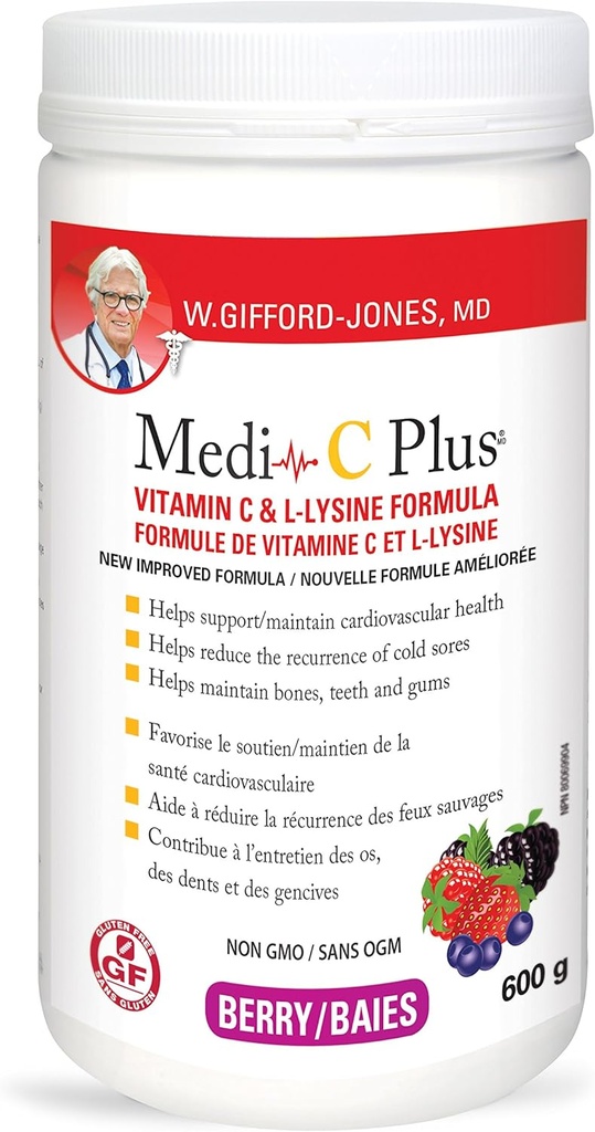 ד"ר Gifford-jones תזונה מועדפת מדי-C Plus ויטמין C & L-lysine פורמולה ברי פלאפור 600g