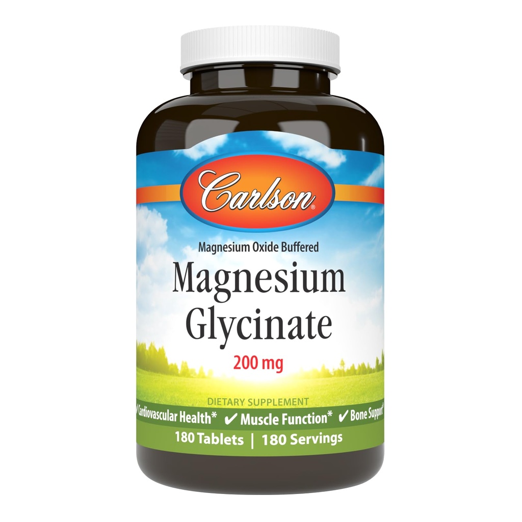 Carlson Chelated Magnesium 200 מ"ג, 180 טבליות