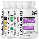 נוער & טוני 4X גוף Detox וניקוי לנשים וגברים עם תמיכה Liver, Kidney ו-Kenden ניקוי ו CandEase Matrix. 180 גלולות
