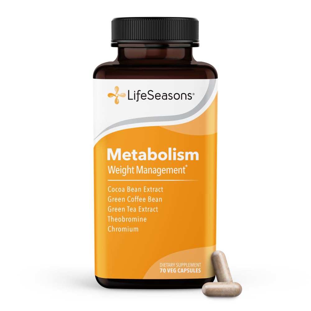 Metabolism - Weight control Support & Energy Boosting תוסף - Natural Appetite Suppressant - Curbs Cravings - תה ירוק, קפה שעועית, Chromium, Cacao & Theobromine - 70 קפסולות