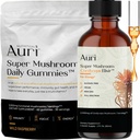 Auri Energy & Immune Boost Pack Super Mushroom Daily Gummies Cordyceps Elixir Bundle - Daily Wellness for Focus, Stamina, and Longevity - 60 מסטיקים + 60 מ"ל Tincture