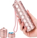 Metal PillPSKer 7 Day - Waterהוכחות נסיעות שבועיות כדוריות מדי יום עם 7 השוואתיות, Piller מכיל עבור ויטמין תרופות תוספי שמן דגים, ורוד