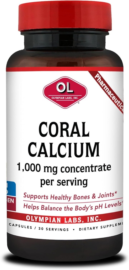 אולימפיה מעבדות אלמוג Calcium 1000 מ"ג קפסולות ריכוז, תמיכה עצמות בריאות ו- pH Balance - 90 קפסולות