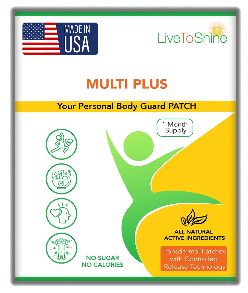 Live to Shine Multi Plus Topical Patch - ארה"ב מייצרת 30 ימים אספקה לנשים וגברים