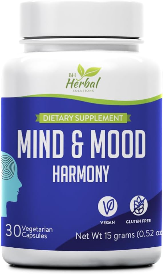 Mind and Mood Harmony - שיפור קלרליות והתמקדות - Balance Mood Swings - תמיכה בתקנה רגשית - Non Drowsy Formula - 100% Herbal and Natural