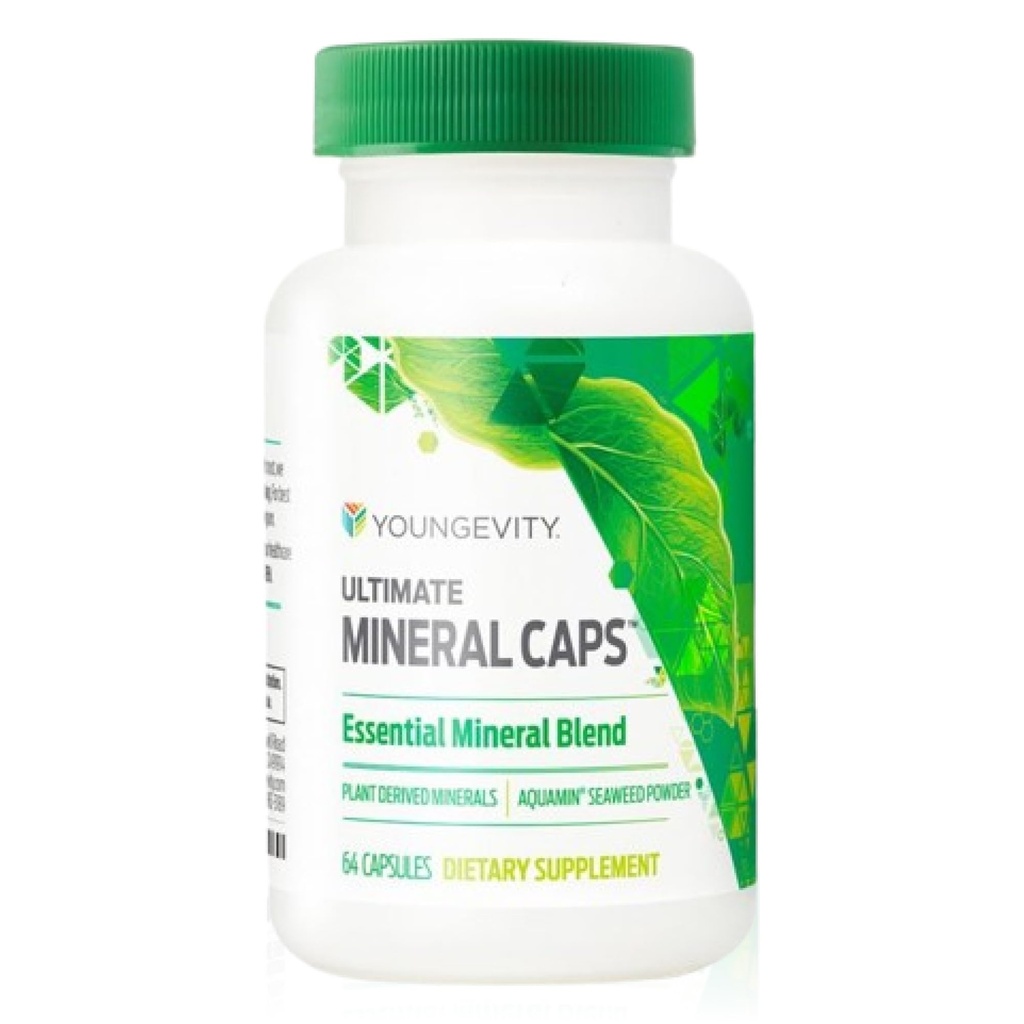 Youngevity Ultimate מינרלים CapsTM - 70+ Essential Full Spectrum Trace מינרלים - Acant-Dense, Derived from Humic & Aquamin Seaweed (64 קפסולה) (Pack of 4)