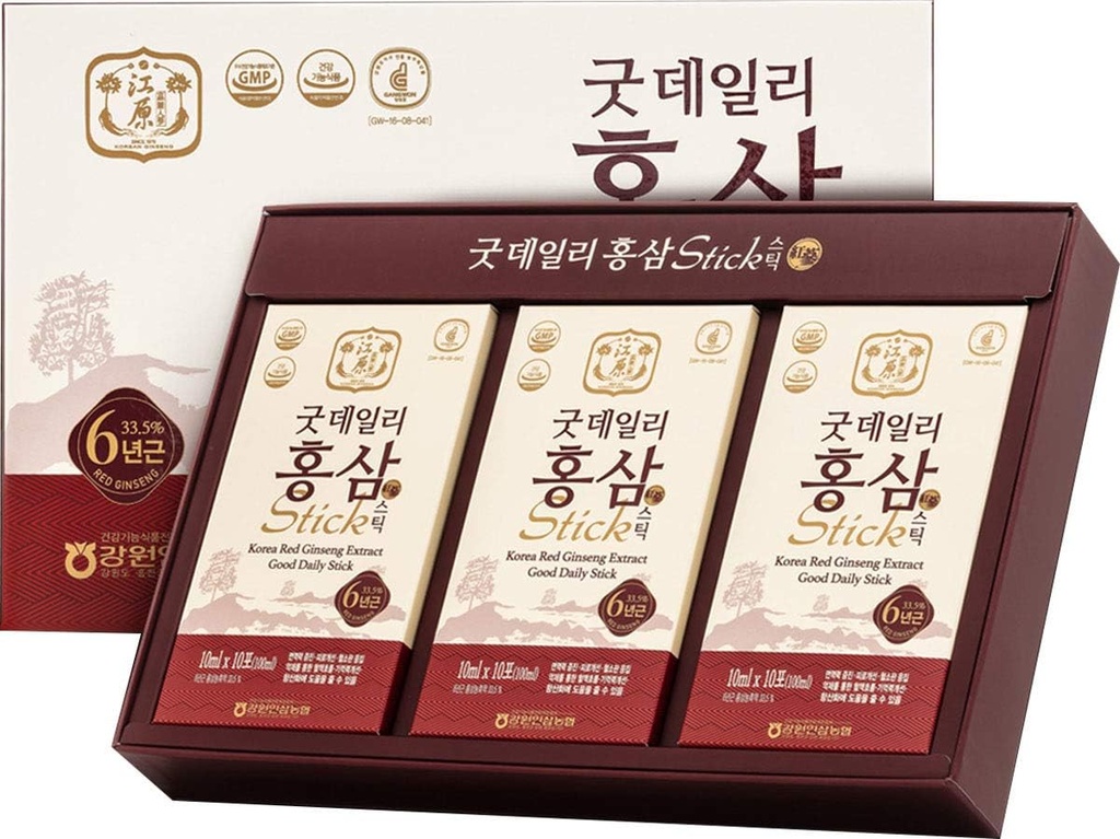 [Gangwoninsam] קוריאה Red גינזנג לחלץ את Good Daily Stick 30 Count Contain - מכיל 6 שנים קוריאני Red גינזנג לחלץ, מזון קוריאני, באופן אישי ארוז, 0.35 fl (10 מ"ל), 3 X 10Count Box Box