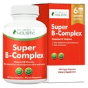 ויטמין B Complex - 8 Super B Complex ויטמינים עם Choline & Inositol, ויטמינים B1, B2, B3, B6, B8, B9 & B12 - B100 Complex - 180 קפסולות טבעוניות - 6 חודשים אספקה - מיוצר בארה"ב
