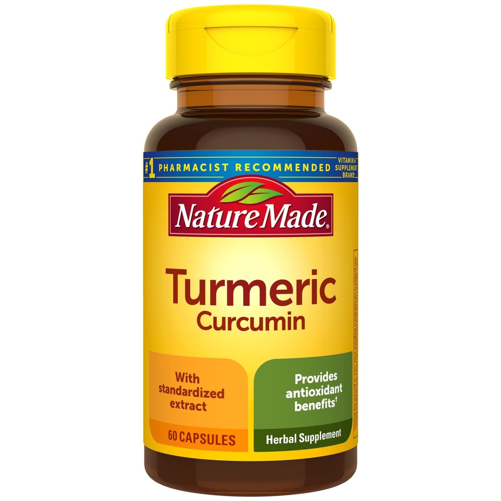 Nature Made Turmeric Curcumin 500 מ"ג, תוסף צמחי לתמיכה אנטי-חמצן, 60 קפסולות, 60 יום אספקה