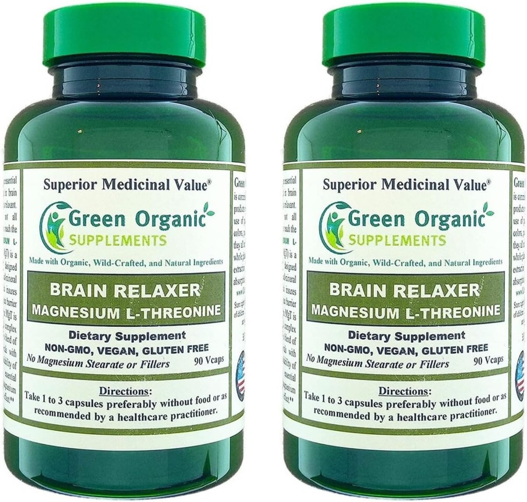 תוספי מזון אורגניים ירוקים Magnesium L-Threonine 90 VCaps (Pack of 2)