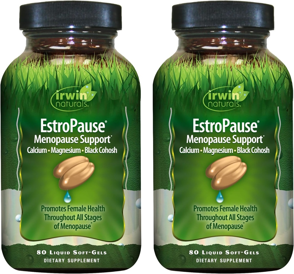 Irwin Naturals EstroPause Menopause & Women's Health Support - 80 נוזל Soft-Gels - Gentle Hormonal Balance Formula - 2 Pack