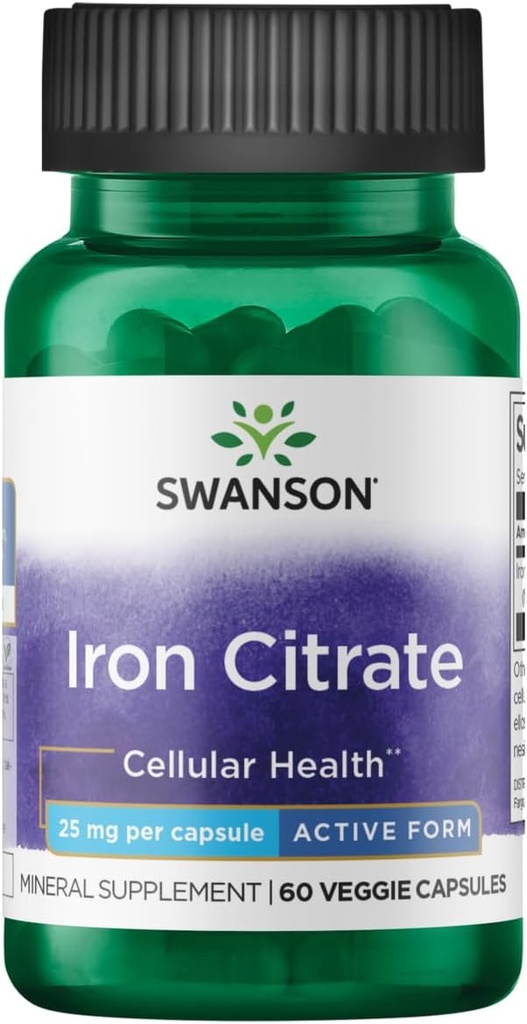 סוונסון Iron Citrate 25 מיליגרם 60 קפסולות Veg
