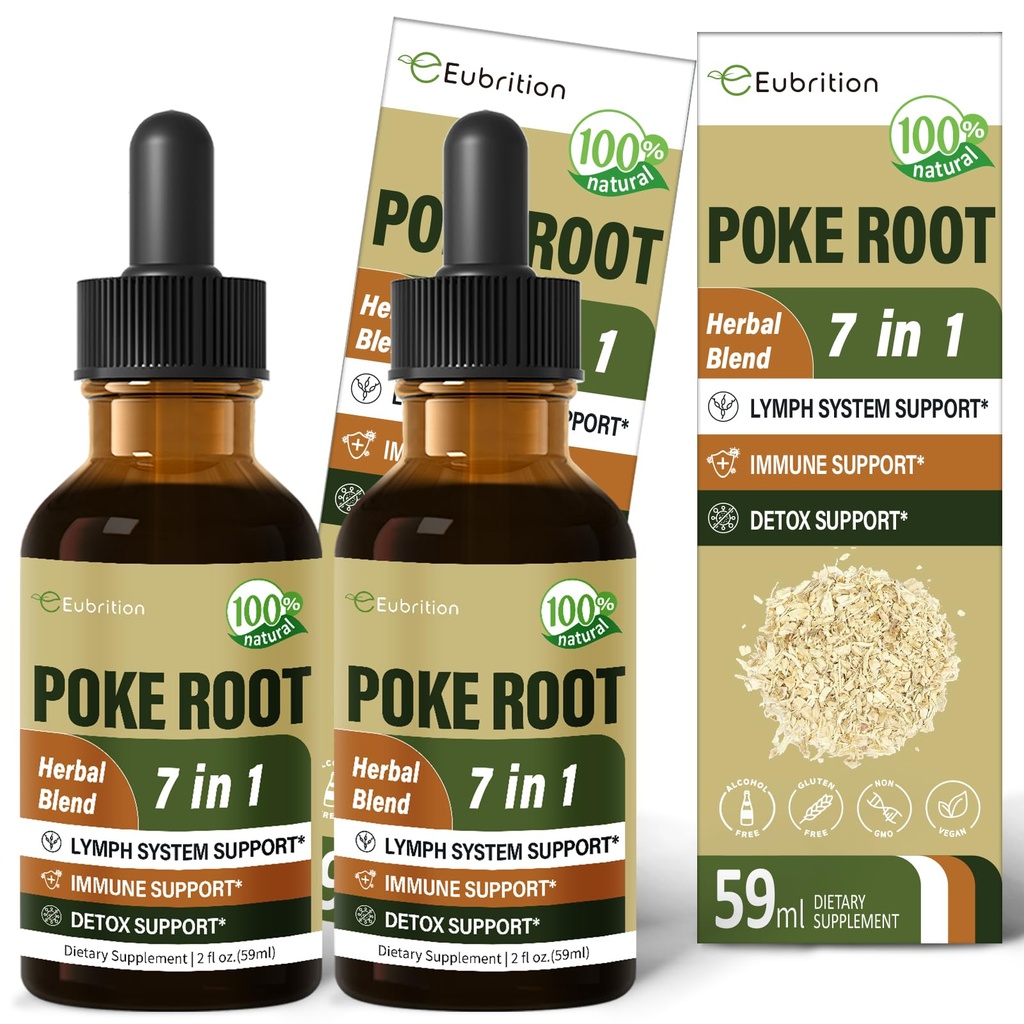 מערכת Lymph תמיכה עם Poke Root Drops, Lymphatic Drainage תוספת עבור Lymphedema, 7 ב 1 פורמולה עם תמצית Goldenseal עבור תמיכה Immune, Dandelion for Detox & ניקויse. 4oz
