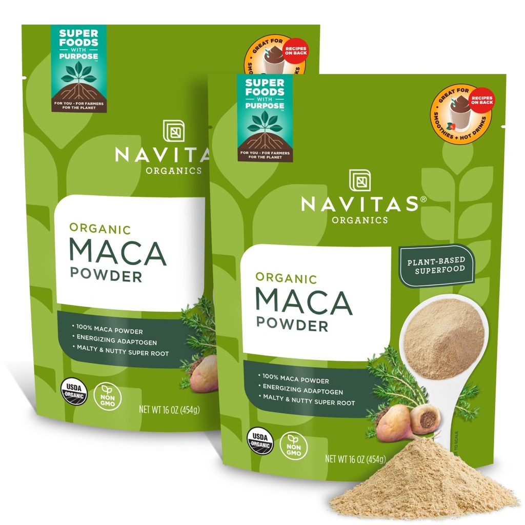 Navitas Organics Maca אבקת, 16oz. (2-Pack), 181 משרתים - אורגני, non-Gmo, Low Temp-Dried, Gluten-Free, Light Brown